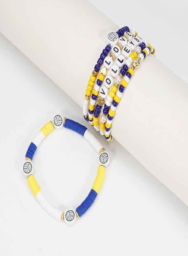 Briutn Volleyball Beaded Bracelet Set Heishi Stackable Bracelets Sports Theme Friendship Jewelry - Image 3